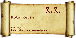 Kota Kevin névjegykártya